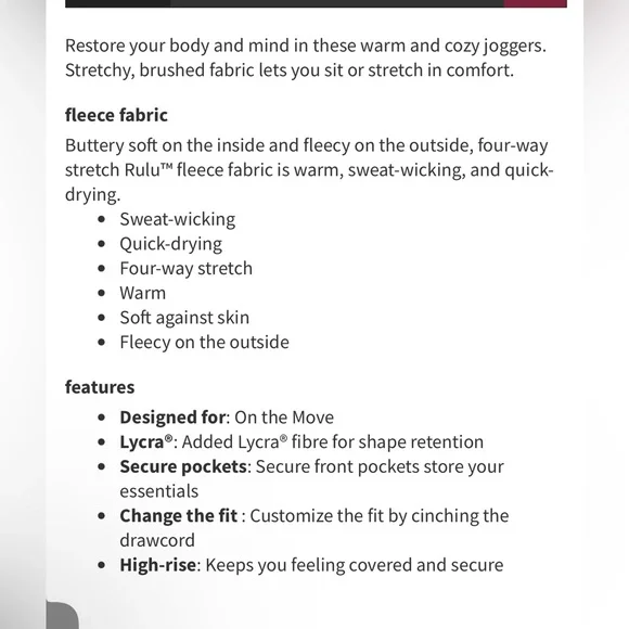 🍋Women’s Lululemon Ready to Rulu Fleece jogger size 10🍋 - Picture 2 of 16